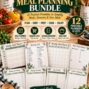 The Complete Meal Planning Bundle with 12 printable meal planners and grocery lists by FlavourQuest